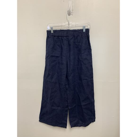 Cut Loose Linen Blend Crop Blue Pants Women’s Size S Pull On Lagenlook Boho - Picture 1 of 4